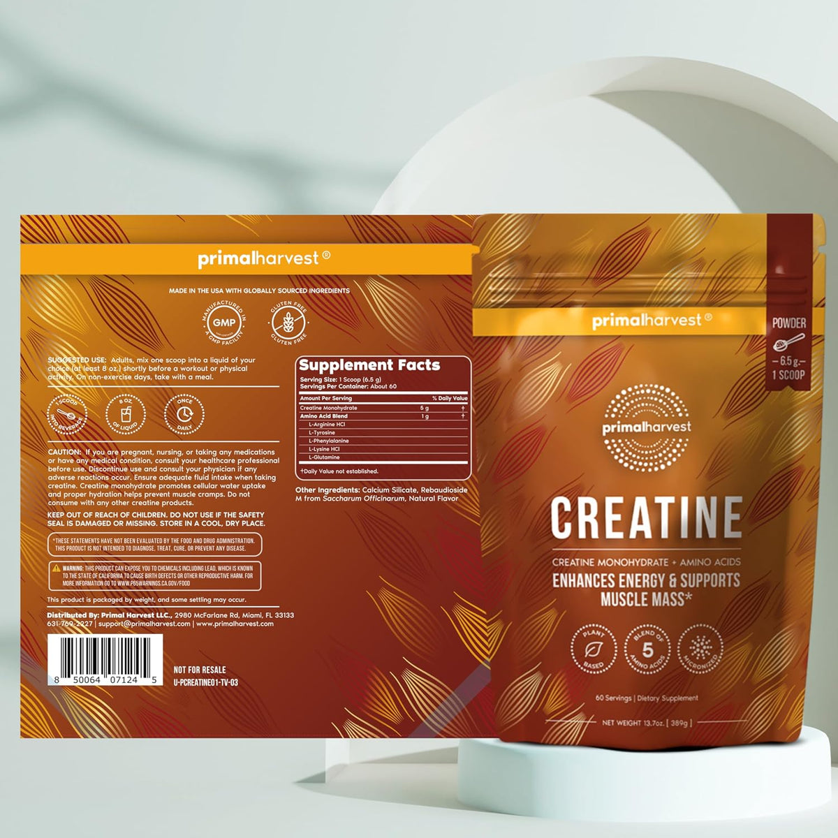 Primal Creatine Powder + Chocolate Protein Vegan Powder Bundle | 2-Pack | Build Muscle, Enhance Recovery & Fuel Performance | 30 Servings Each