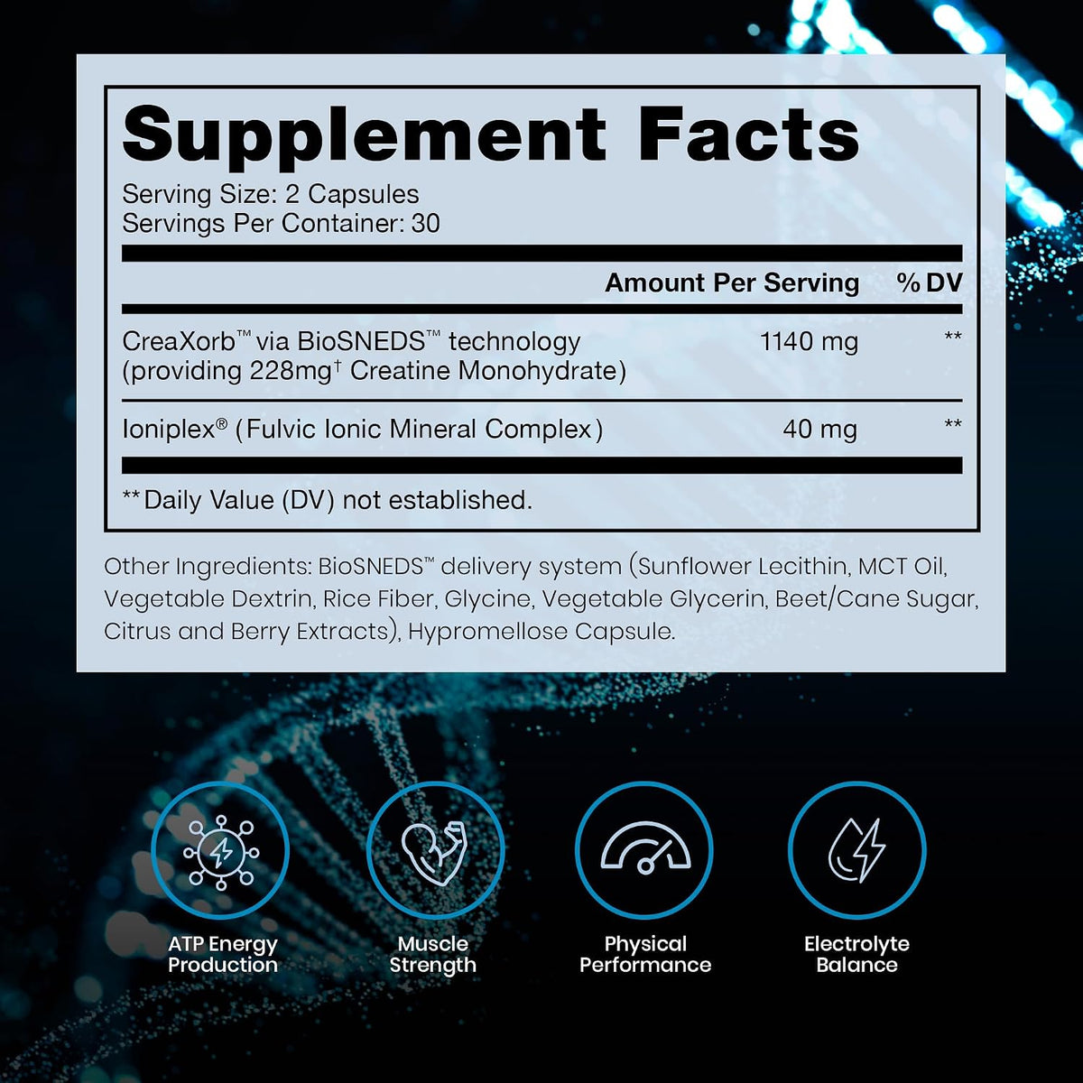 CreAttain Creatine Capsules – CreaXorb BioSNEDS Technology + Ioniplex Fulvic Minerals, Supports Energy Production, Muscle Strength, Exercise Performance & Cognitive Function, 60 Vegetarian Capsules