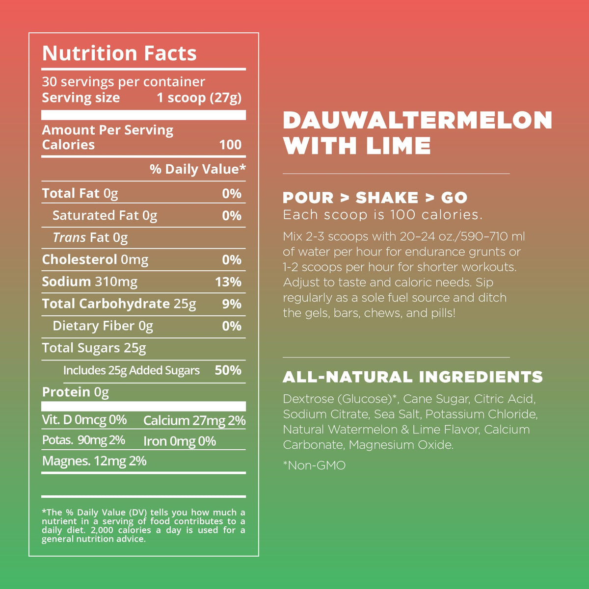 Tailwind Nutrition Endurance Fuel, Dauwaltermelon, 50-Serving Bag