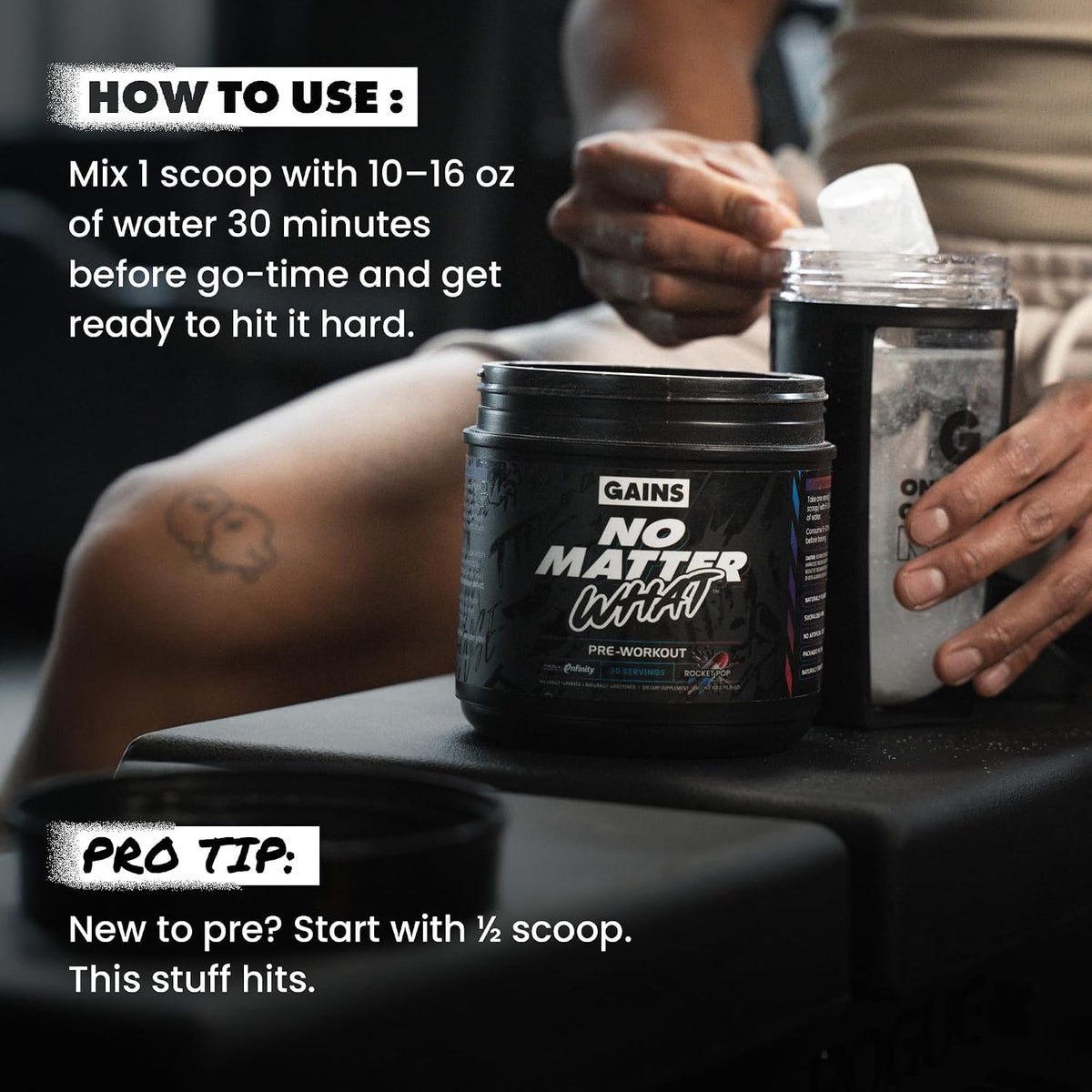 Gains in Bulk No Matter What Pre Workout Powder, Rocket Pop, 30 Servings