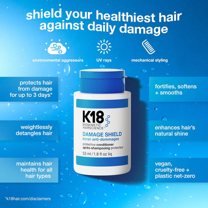 K18 Damage Shield Shampoo & Conditioner, Smoothing & Protective from Environmental Stressors, Maintains Hair Health, 1.8 Fl Oz x2