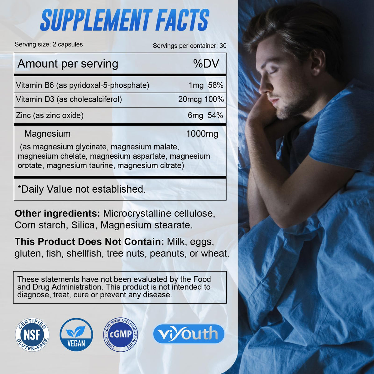 Magnesium 7 Complex Supplement Advanced with 7 Forms of Magnesium (Glycinate, Malate, Chelate, Aspartate, Orotate, Taurine, Citrate), Zinc, Vitamin D3 & Vitamin B6 for Sleep & Muscle, 60 Capsules VIYOUTH buy supplements Au