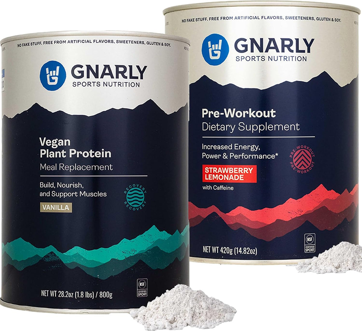 Gnarly Vegan Plant Protein, Meal Replacement - Vanilla (28.2oz) and Gnarly Preworkout Strawberry Lemonade (14.82oz)