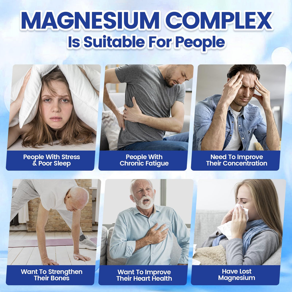 Triple Magnesium Complex for Women and Men, Magnesium Glycinate 400mg, Malate, Citrate, High Absorption Chelated Magnesium Supplement Support Sleep, Muscle, Non-GMO, Gluten Free - 240 Capsules