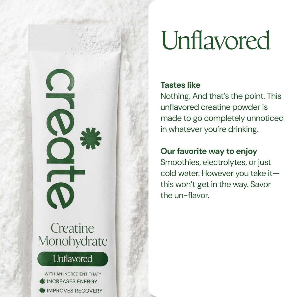 Create Creatine Monohydrate Powder - Creatine Travel Packets, Made with Creapure, 3rd Party Tested & NSF Certified for Sport, 30 Stick Packs, Unflavored