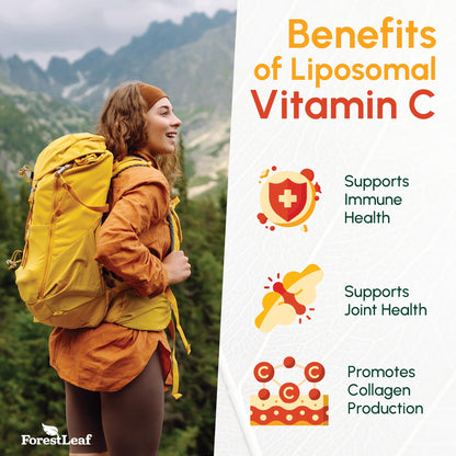 ForestLeaf Liposomal Vitamin C 1400mg Capsules | High Dose Vitamin C Liposomal Supplement w Coconut Oil Fatty Acids | Fast Absorption | Immune Support,