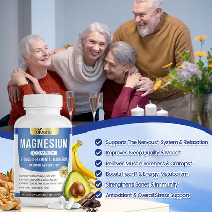 Pure Magnesium Glycinate 500mg, Magnesium Supplement with Vitamin B6 for High Absorption, Supports Stress Relief, Sleep, Muscle, Calm, Relaxation, Nerves* & Metabolism*, Non-GMO, 240 Vegan Capsules