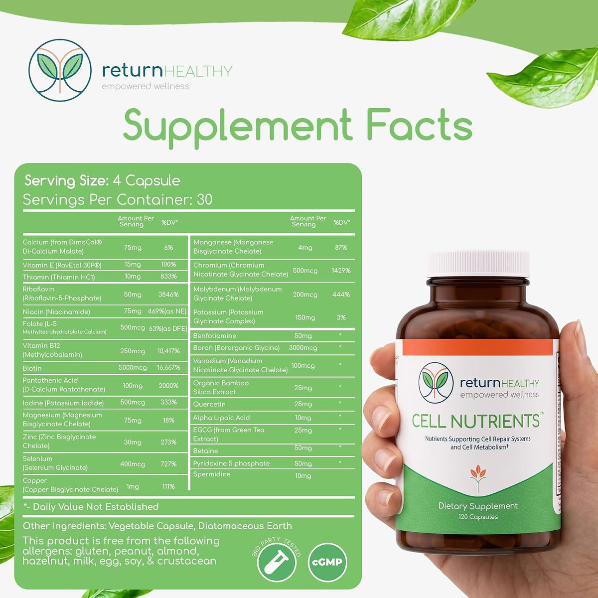 Cell Nutrients | Promotes Cell and Membrane Repair & Cell Metabolism | Helps Fight Tick-Borne Infections & More | Mitochondrial Supplements | Non-GMO, Vegan, 120 caps