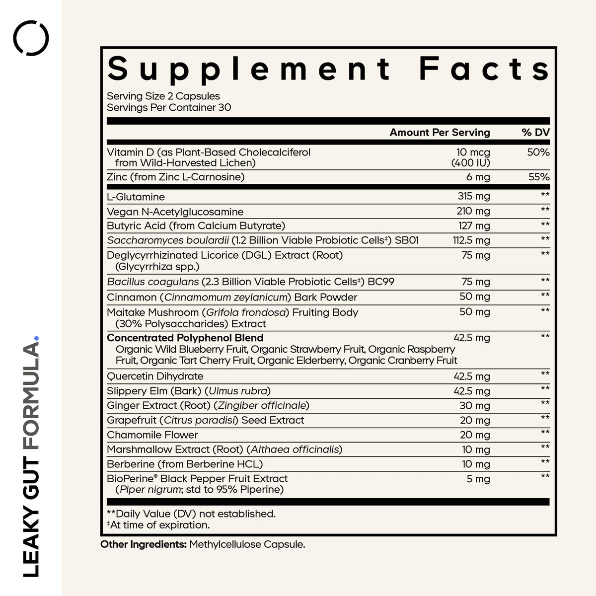 Codeage Leaky Gut Supplement, L-Glutamine, N-Acetylglucosamine, Probiotic, Butyric Acid, Polyphenols, Quercetin, DGL, Marshmallow Root, Berberine, BioPerine