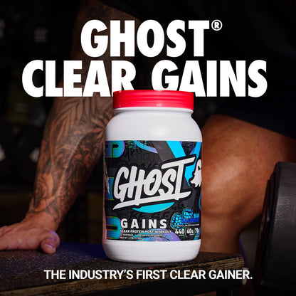 GHOST Clear Gains Mass Gainer Protein Powder - Post-Workout Weight Gainer Mix - 40g of Whey Protein Isolate, 440 Calories & 70g Vitargo Carbs - Lean Muscle Building & Recovery - Strawberry Watermelon