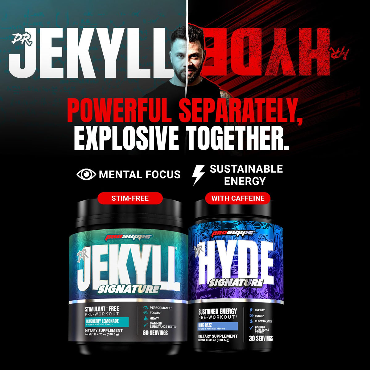 ProSupps Dr. Jekyll Nightmare Pre Workout Powder with Nootropics – Stim-Free Preworkout Supports Focus & Performance – Caffeine-Free Gym & Fitness Supplements (Jawbreaker, 30 servings)
