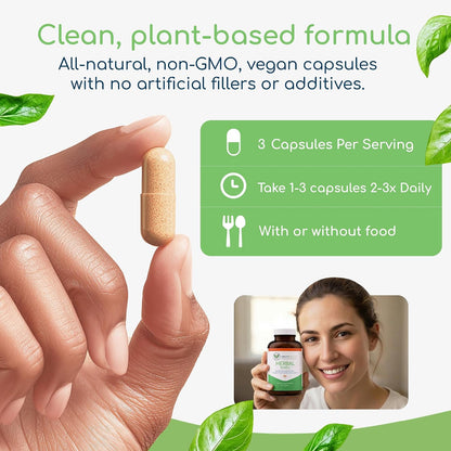 Herbal Biotic, Immune Support Vitamins, Natural Immune System Booster for Adults, Immune Support Supplement Enriched with Cat’s Claw for Probiotic Balance, Digestive Health, 120 Vegan Capsules