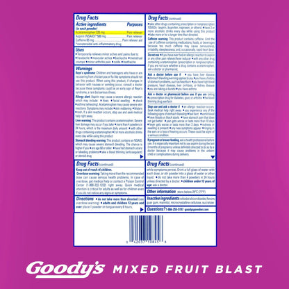 Goody's Pain Relief Powders, Extra Strength Headache Powder Mixed Fruit Blast, 24 ct (Pack of 1) Goody'sBuy Supplements Australia