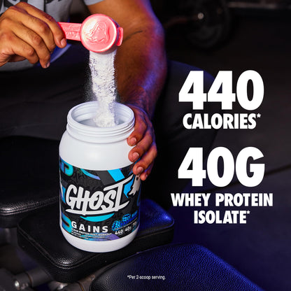GHOST Clear Gains Mass Gainer Protein Powder - Post-Workout Weight Gainer Mix - 40g of Whey Protein Isolate, 440 Calories & 70g Vitargo Carbs - Lean Muscle Building & Recovery - Strawberry Watermelon