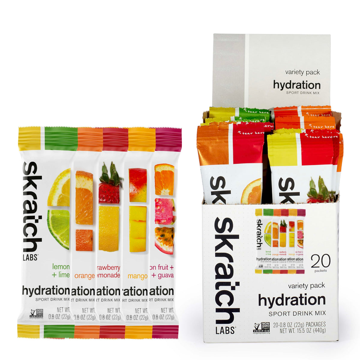 Skratch Labs Hydration Packets - Hydration Drink Mix, Variety Pack (20 Single Serving Packets) - Electrolyte Powder Developed for Athletes and Sports Performance,