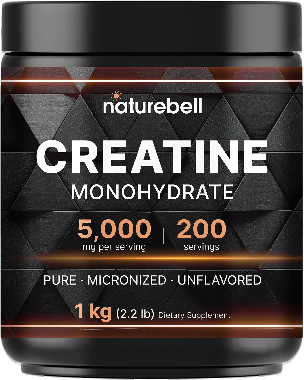 NatureBell Micronized Creatine Monohydrate Powder, 200 Servings | 5g Per Serving. Creatine Bulk Supply (1 kg / 2.2 lb). Unflavored & Easy-to-Mix. Keto, Vegan, Filler Free.