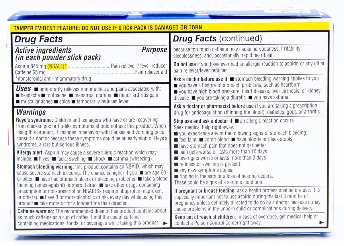 Quality Choice Fast Pain Relief Powder, Contains 50 Powder Packets for Rapid Pain Relief. Contains Aspirin & Caffiene Quality ChoiceBuy Supplements Australia