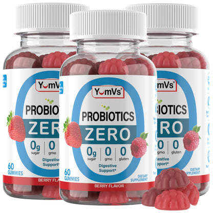 YUM-V'S Sugar Free Probiotic Gummies - Probiotics for Men & Women to Help Support Digestive Function – Adults & Kids Probiotic with 5 Billion CFU Bacillus Coagulans – Vegan & Gluten-Free (60 Count)