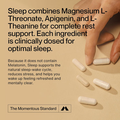 Momentous Nightly Sleep Pack - Magnesium L-Threonate, L-Theanine, and Apigenin - NSF Certified for Sport - 30 Servings