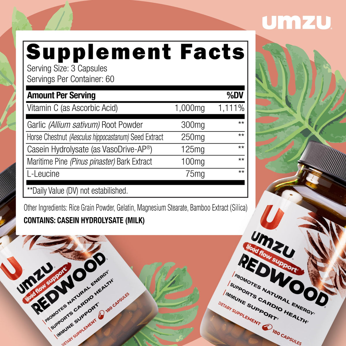 UMZU Redwood Max Nitric Oxide Booster, 1 Month Supply
