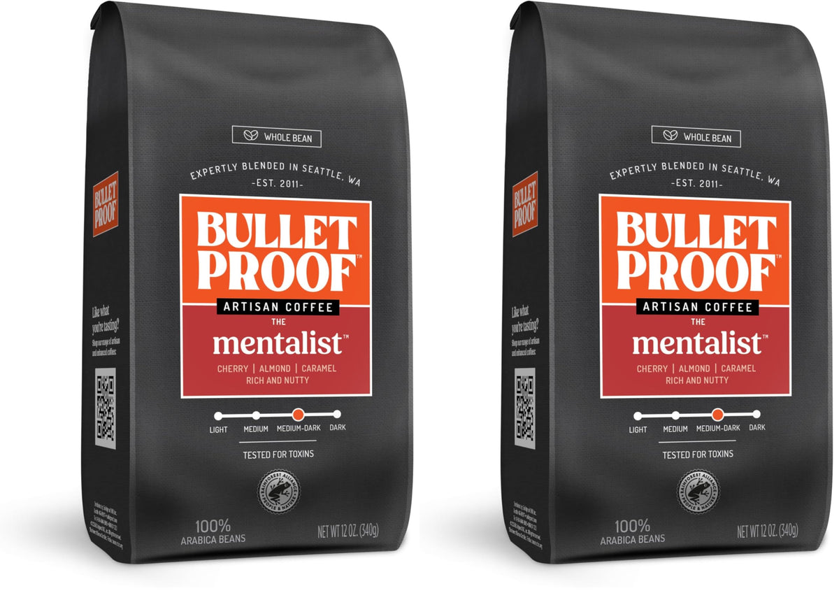 Bulletproof Original Medium Roast Whole Bean Coffee, 12 Ounces, Clean Coffee Tested for Toxins