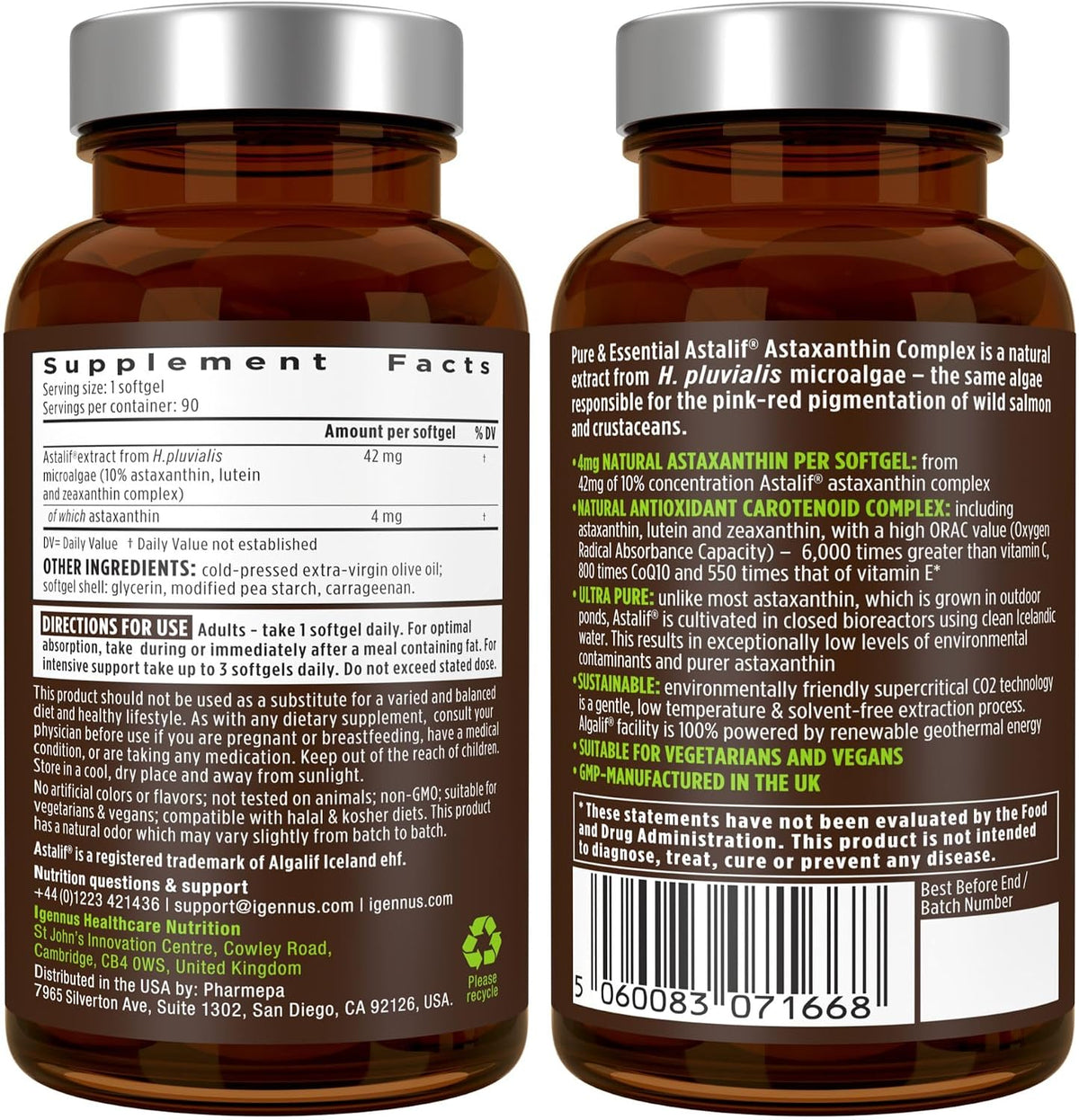 Multivitamin & Minerals for Women + Astaxanthin Complex Vegan Bundle, Sustained Release Advanced Multivitamin with Iron + Natural 4 mg H. Pluvialis Astaxanthin, by Igennus