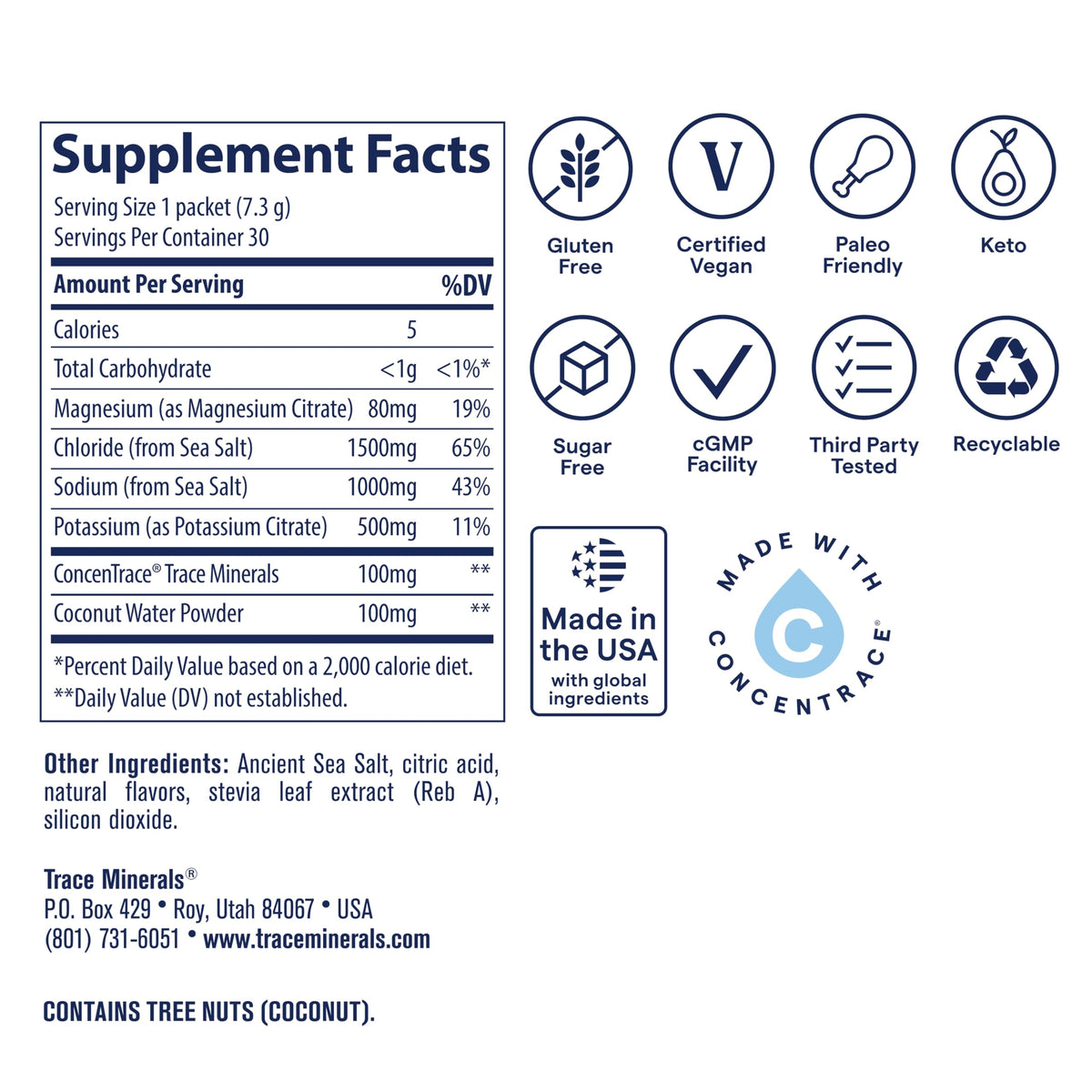 Trace Minerals ZeroLyte Salty Watermelon Flavor - Sugar Free Electrolyte Drink Mix - Supports Hydration, Energy, Stamina - Ancient Sea Salt,