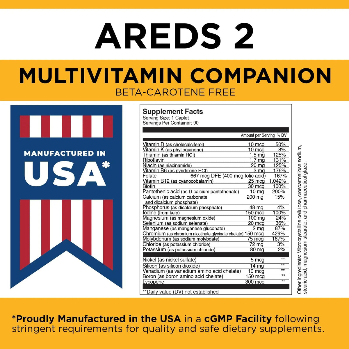 Viteyes Classic AREDS 2 Companion Beta-Carotene Free Multivitamin Supplement, Comprehensive Multivitamin Formula Viteyes