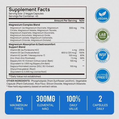 Selerb Liposomal 18 in 1 Magnesium Complex for Women and Men & Vitamin D3 K2 with Virgin Coconut Oil