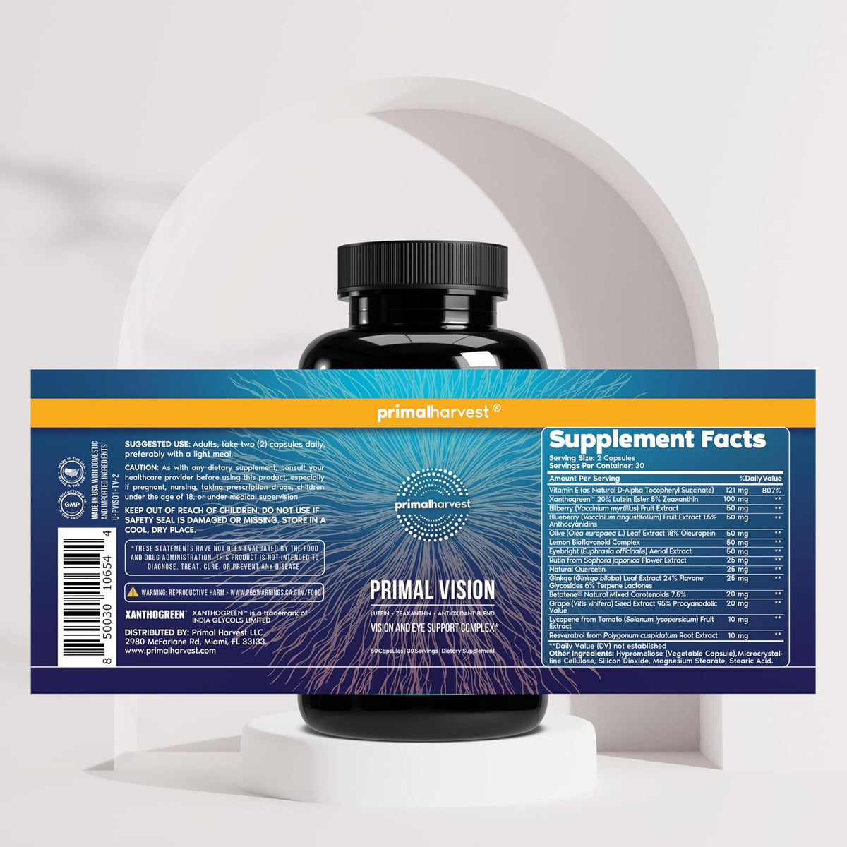Primal Harvest Vision – Daily Vegetarian Friendly Supplement, Gluten & Dairy Free
