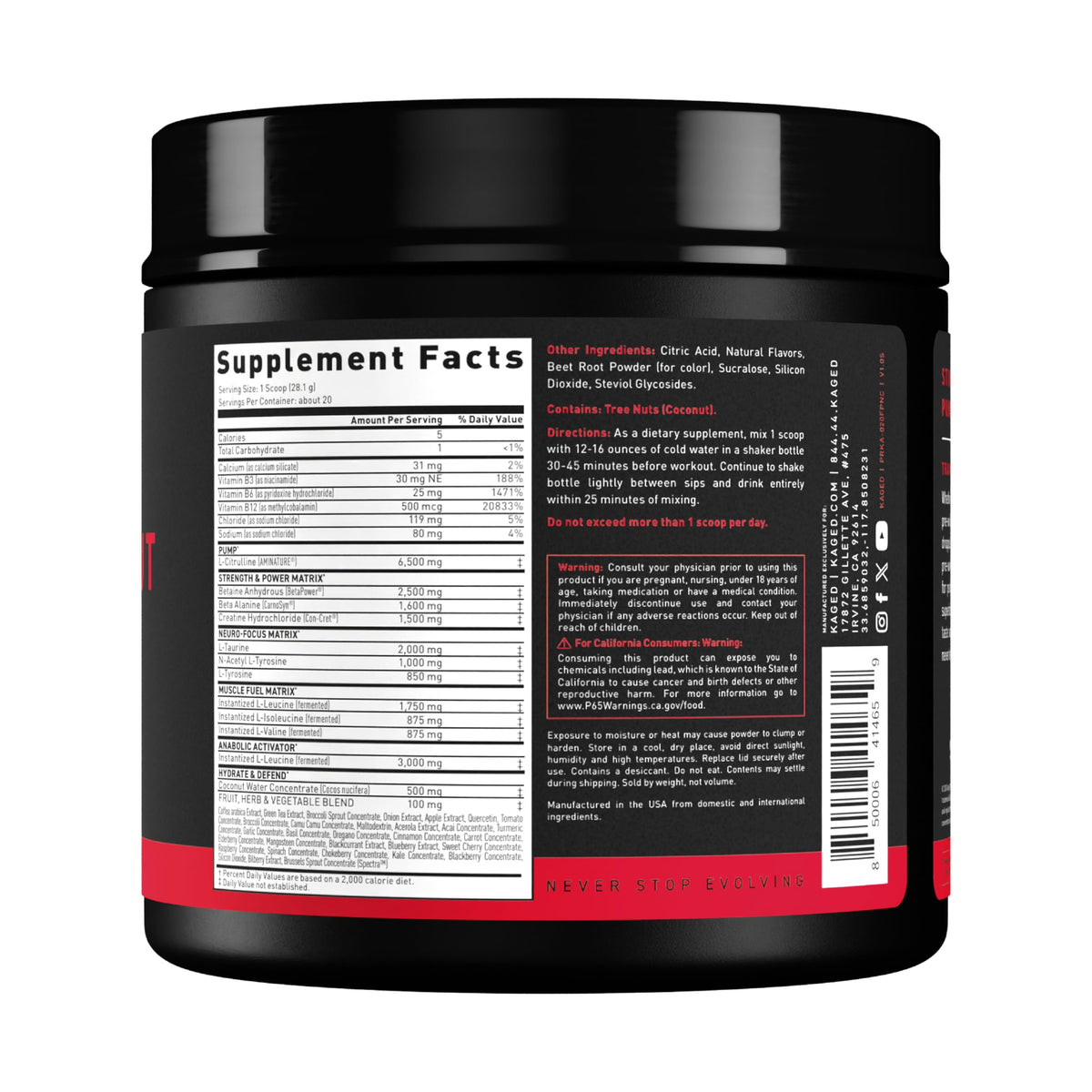 Kaged Original Pre Workout Powder | Fruit Punch | Pre-Workout with Creatine, Beta Alanine, L-Citrulline, BCAAs | 274 mg Caffeine | Pre Supplements for Men & Women | 20 Servings