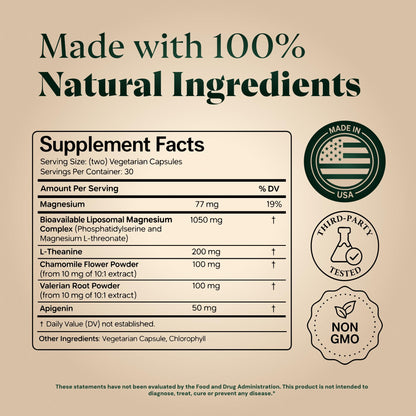 Magnesium L-Threonate with Apigenin, Valerian Root & L-Theanine – No Melatonin Restful Sleep & Brain Supplement – Clinically Studied 7-Ingredient Formula – Memory & Focus – 60 Capsules Plus+Ultra buy supplements Au