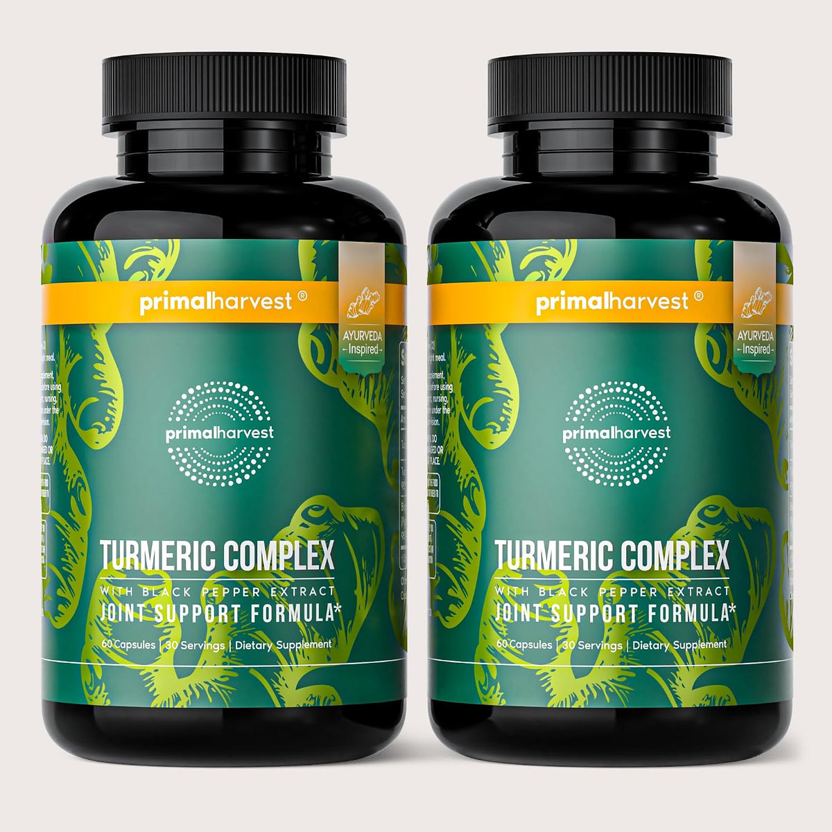 Primal Harvest Turmeric Complex - Daily Vegan Supplement, Gluten Free
