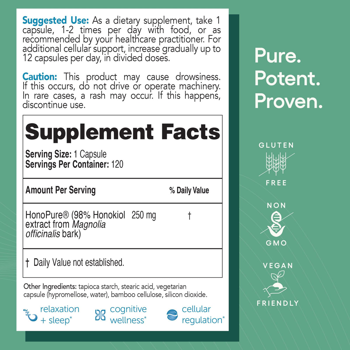 EcoNugenics – HonoPure – 120 Capsules | Professionally Formulated with 98% Pure Honokiol | Supports Cellular, Neurological & Cognitive Health | Safe, Effective & Highly Regarded Antioxidant