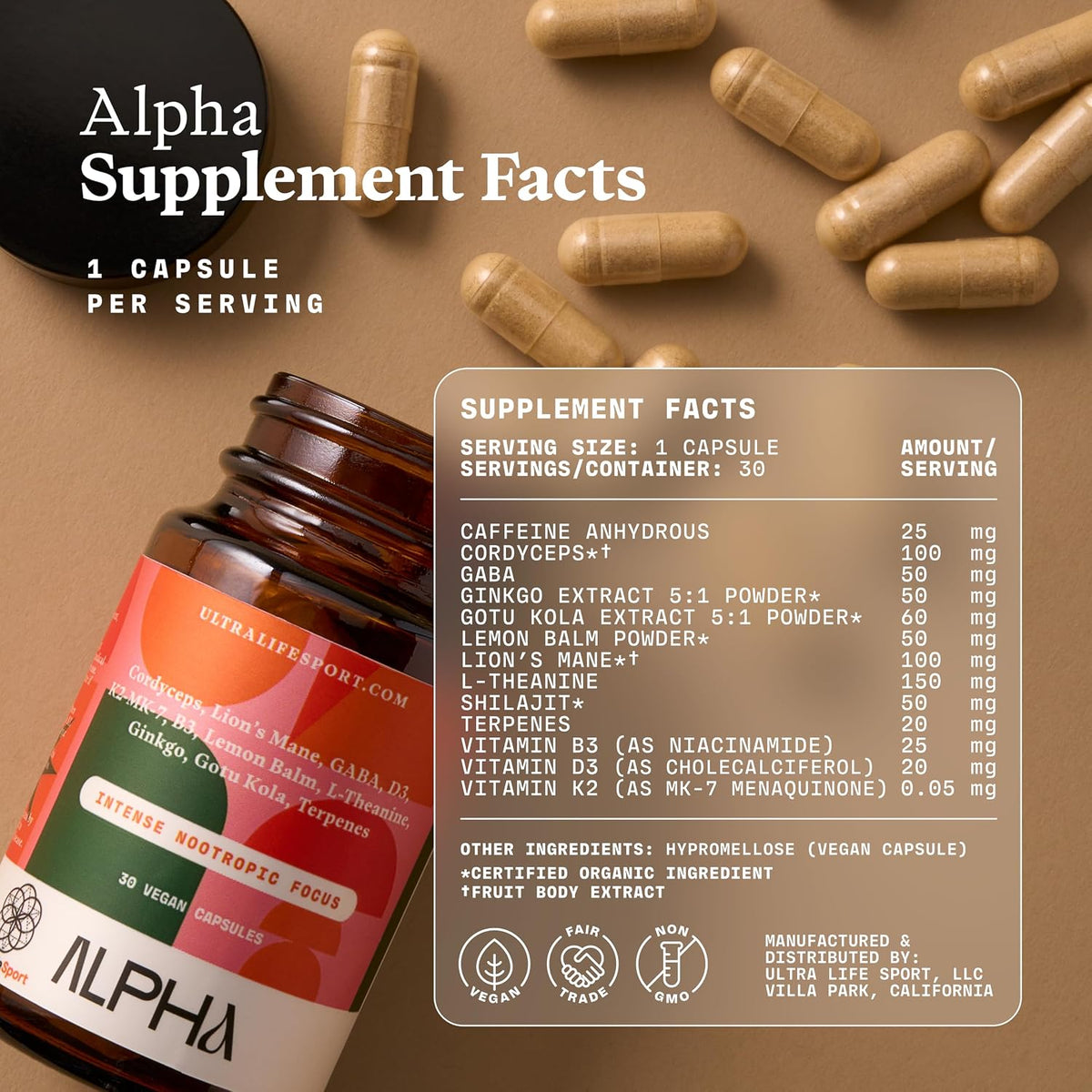 Ultra Life Sport Alpha Nootropic & VITA Woman Multivitamin Bundle