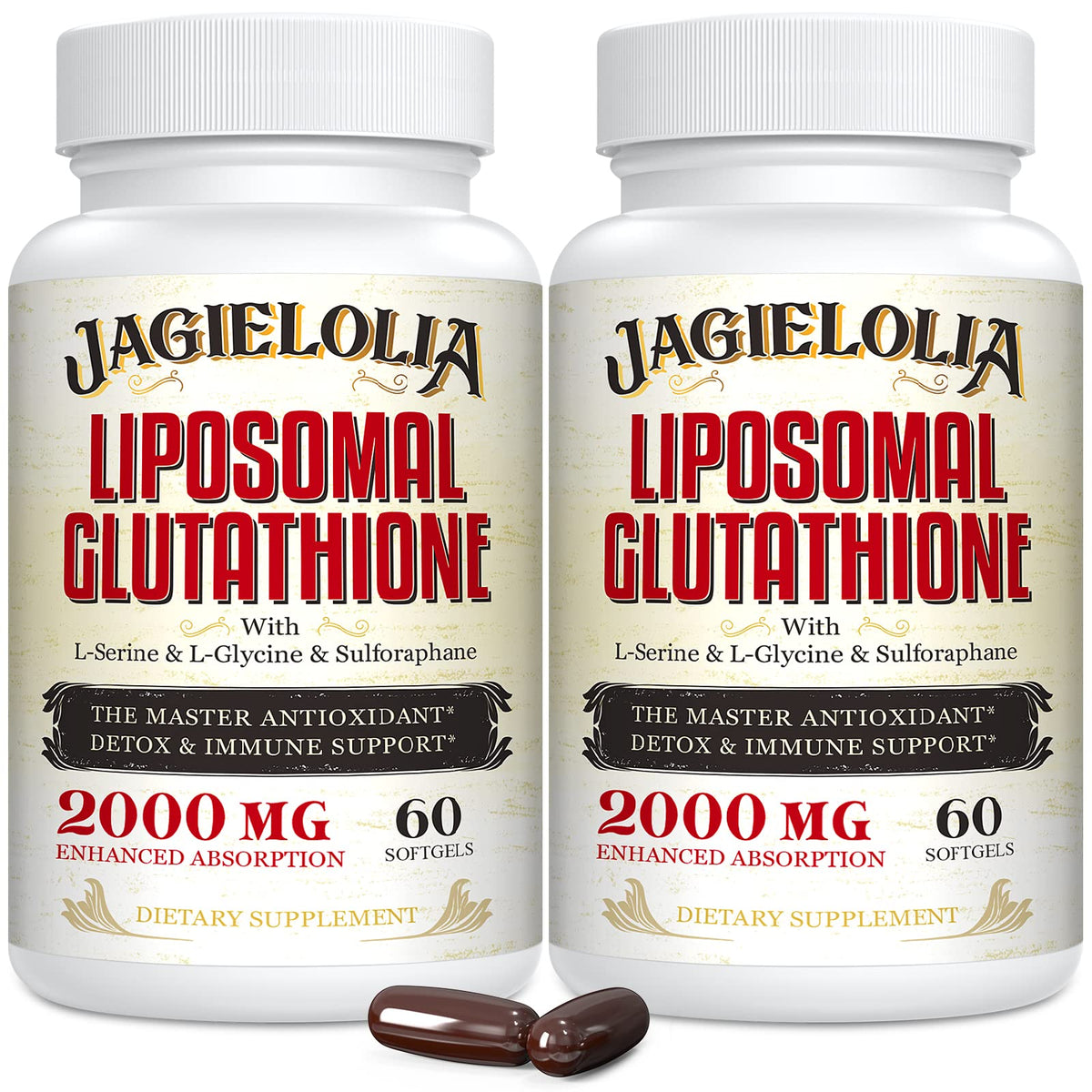 Liposomal Glutathione 2000 mg with L-Serine, L-Glycine & Sulforaphane – Active L-Glutathione Unique Formulation to Enhance Absorption - Master Antioxidant, Detoxifying & Immune | 120 Softgels