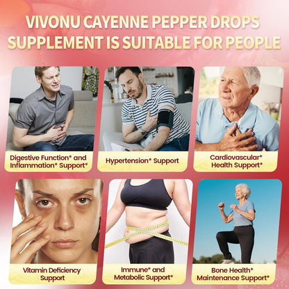 VivoNu Cayenne Pepper Softgels Supplement, Supports Leg Vein, Heart and Blood Vessel Health, with Vitamin E D3+K2 and Extracts of Grape Seed, Hawthorn, Beetroot, Berberine (Drops /1 Bottle)