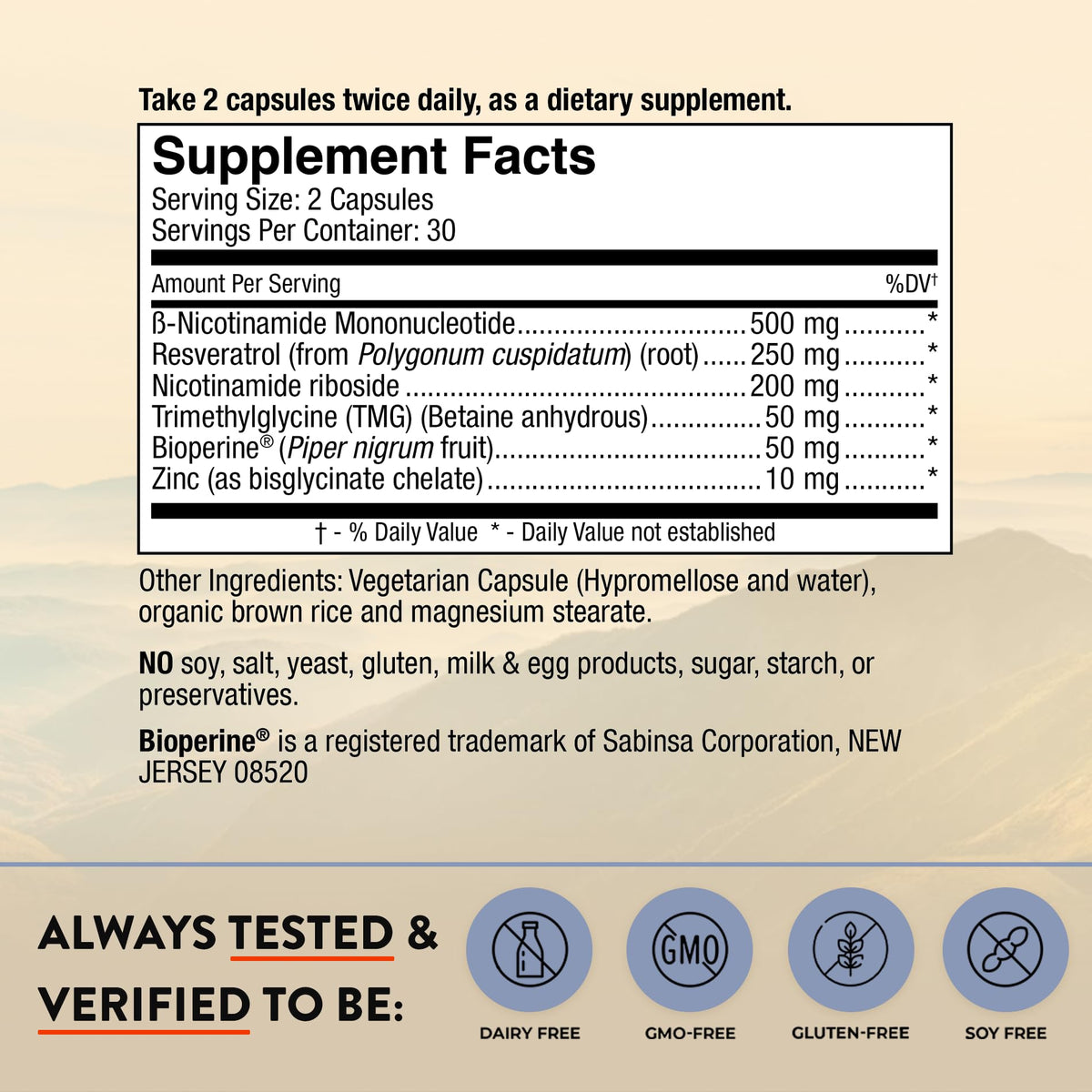 Mt. Angel Vitamins NMN Supplement + NR with Resveratrol & TMG, Dual NAD+ Precursors for Cellular Energy & Healthy Aging, 60 Capsules