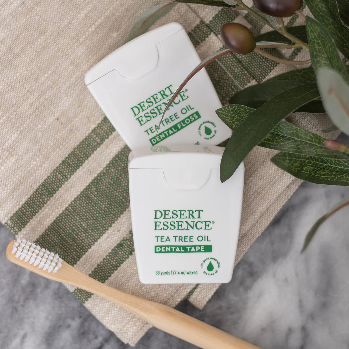 Desert Essence, Tea Tree Dental Floss 50 yd - Gluten Free - Cruelty Free - Naturally Waxed with Bees Wax - No Shred Floss - Tea Tree Oil - Removes Plaque and Build Up, pack of 6