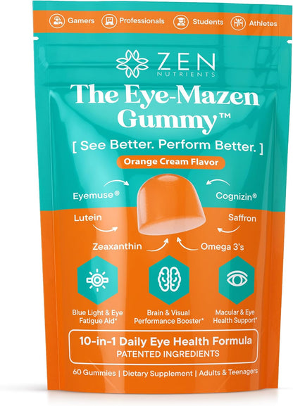 The Eye-Mazen Gummy Eye Vitamins for Vision and Eye Health - Lutein and Zeaxanthin Supplements for Eyes with Omega 3 & Vitamin A - Eye Supplements for Adults, Kids & Seniors