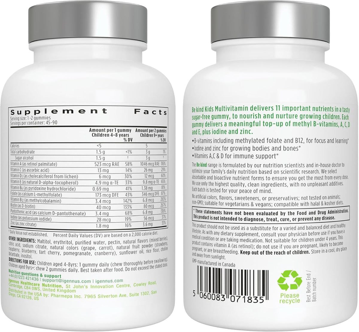 Igennus Methylated Kids Multivitamin Gummy + Advanced Elderberry Immune Gummies, Kids Immune Bundle 4y+, Includes 4-in-1 Comprehensive Complex with Vitamin C, Zinc & D3, Clean Label & Vegetarian