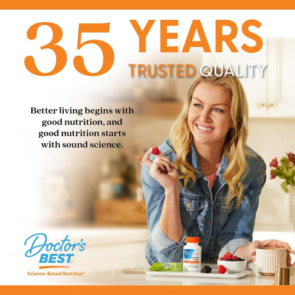 Doctor's Best High Absorption Iron Tablet with Ferrochel, Gentle on The Stomach, Immune Health, Blood Health, 27 mg