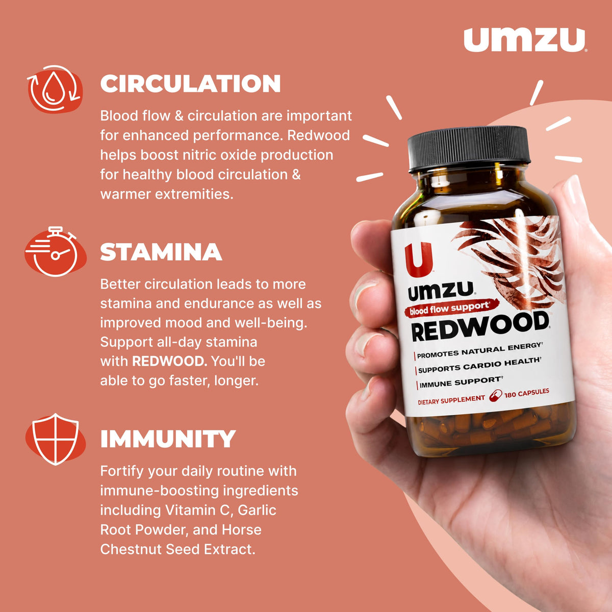 UMZU Redwood Max Nitric Oxide Booster, 1 Month Supply