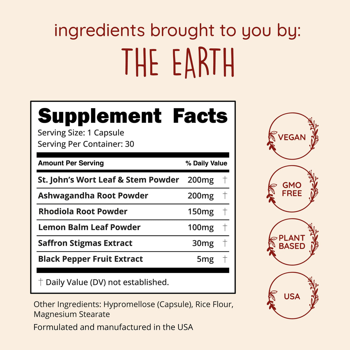 Joy-Filled Mood Support Supplement + St. John's Wort, Plant-Based, 60 Ct