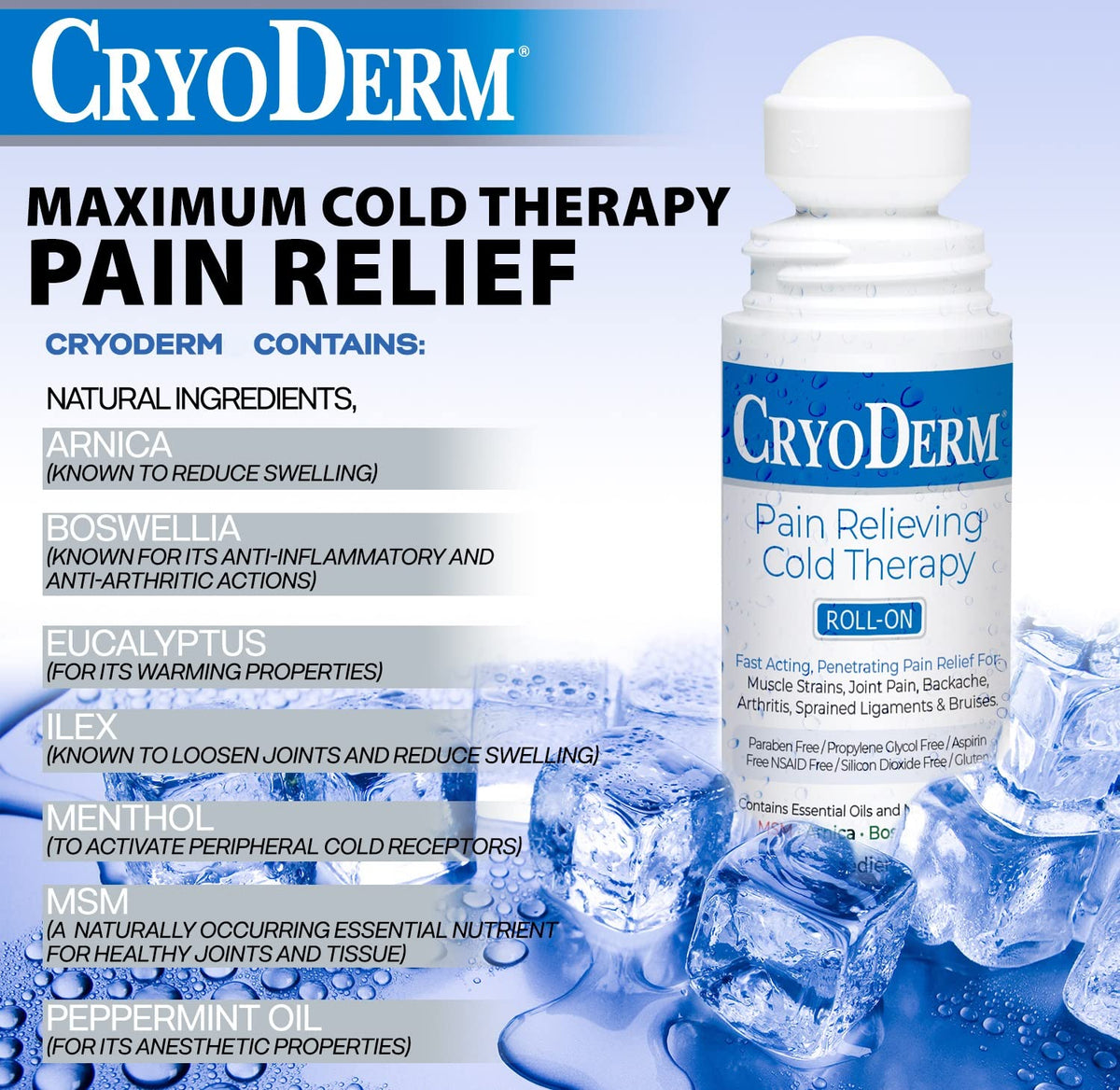 CryoDerm Pain Relieving, 3 Fl Oz (Pack of 4) CryoDermBuy Supplements Australia