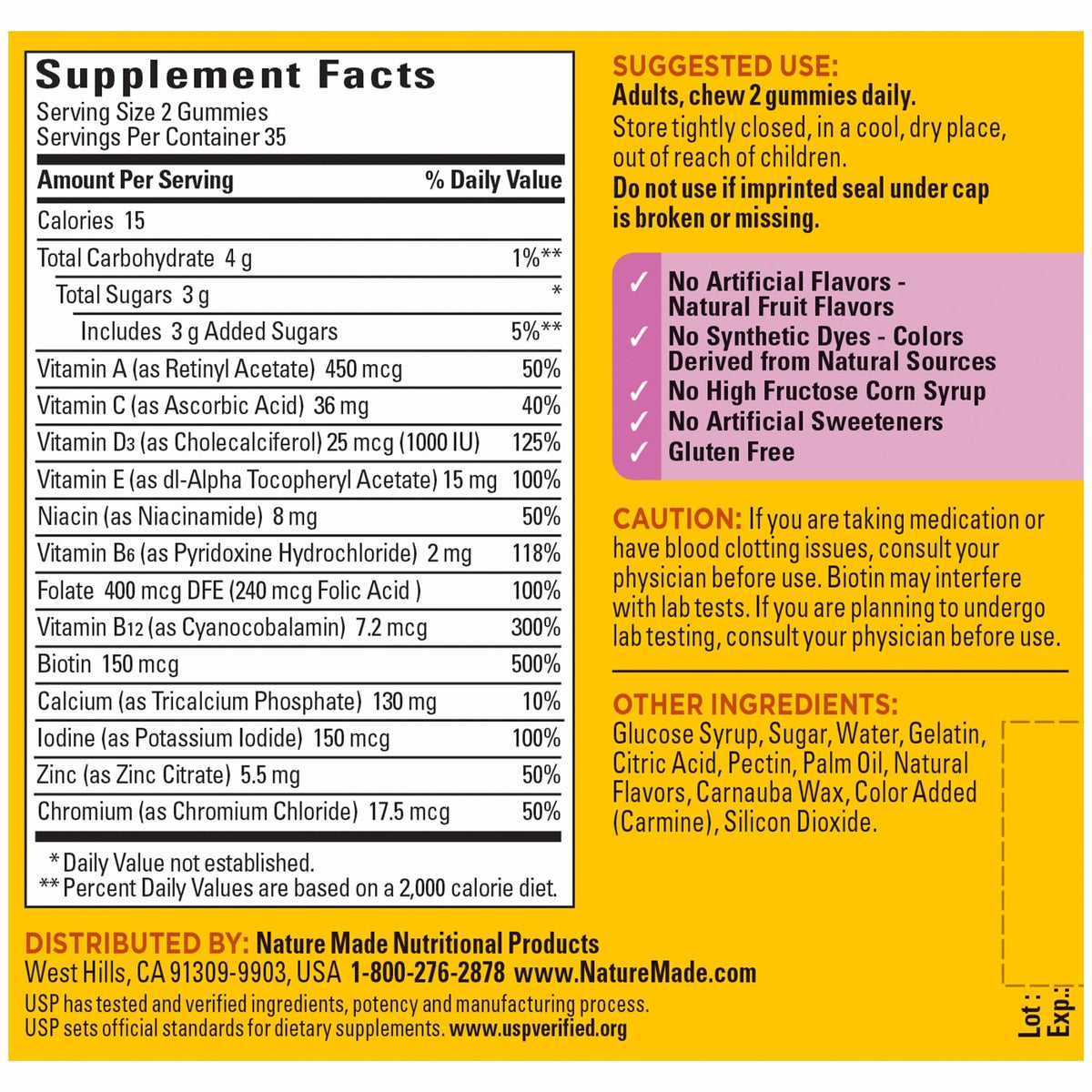 Nature Made Multivitamin For Women, Womens Gummy Multivitamins for Daily Nutritional Support, 70 Multi Vitamin Gummies, 35 Day Supply