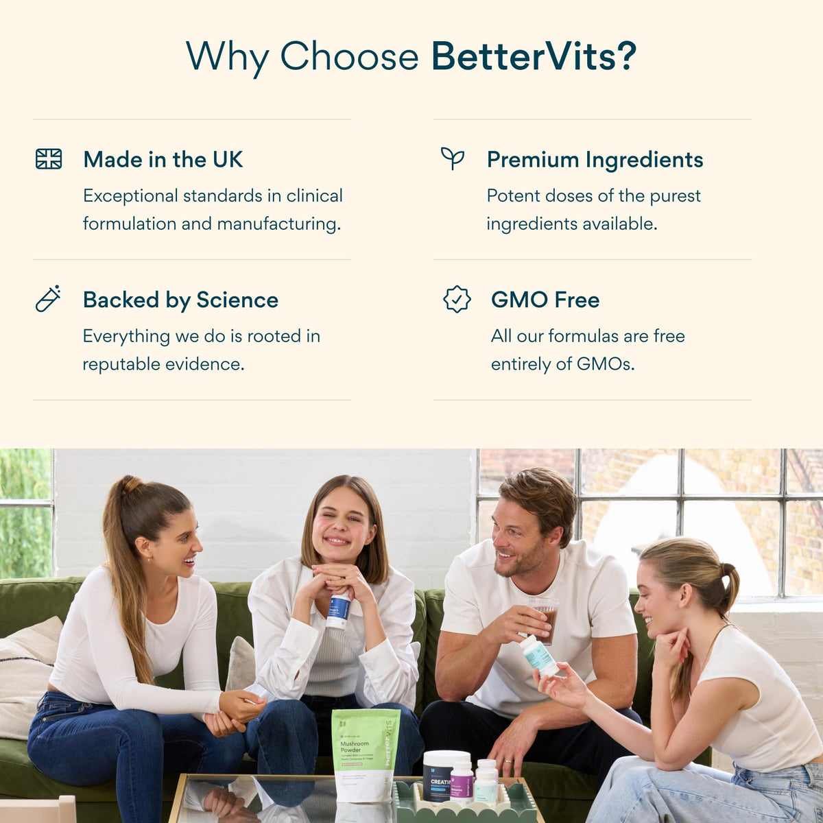 Bettervits Collagen Peptides Complex with Hyaluronic Acid & Turmeric | Hydrolyzed Marine Collagen Supplements for Women & Men | Collagen with Vitamin C