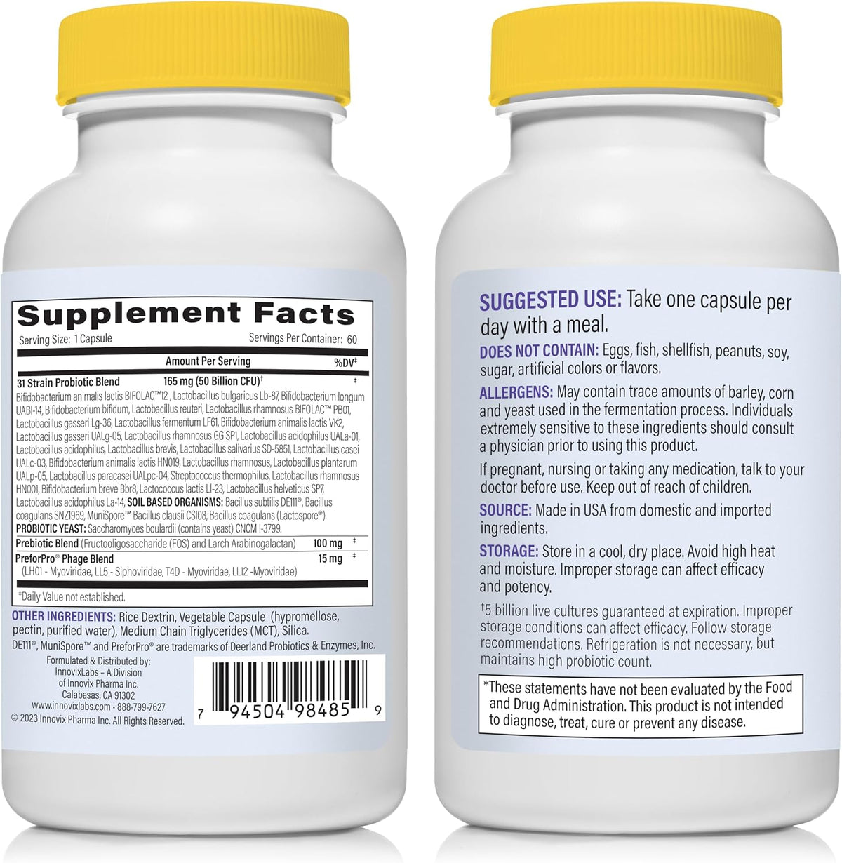 InnovixLabs Probiotic & Magnesium Bundle Multi-Strain Probiotic (60 Time-Release Capsules) Advanced Magnesium (150 Time-Release Capsules). Helps Support Immune and Gut Health. *