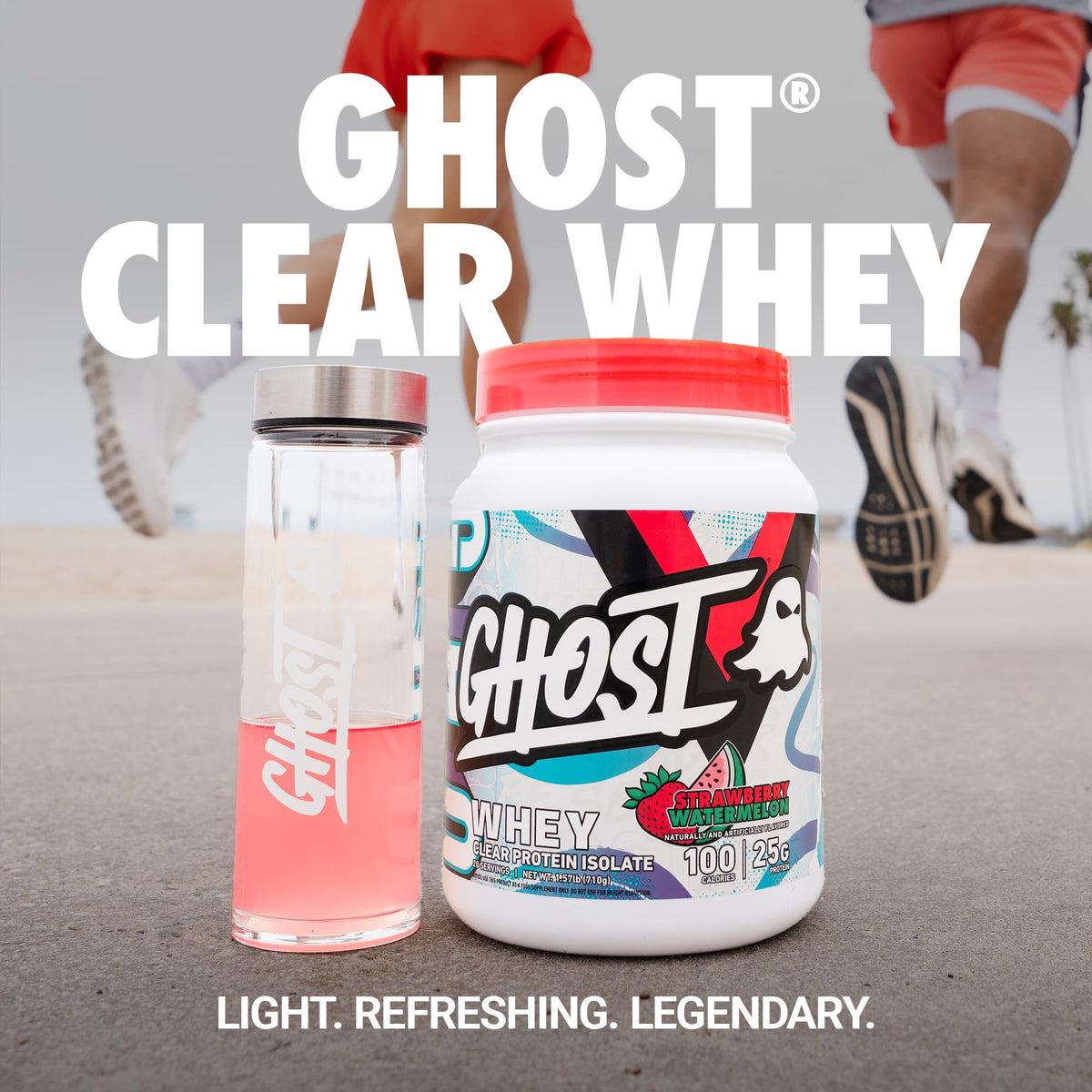 GHOST Clear Whey Isolate Protein Powder, Blue Raspberry - 1.4 LB Tub, 25G of Whey Protein - Post Workout Drink for Muscle Gain & Recovery – Sugar Free, Soy Free & Zero Fat, 20 Servings