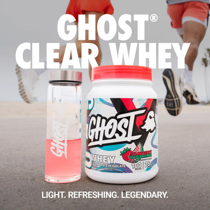 GHOST Clear Whey Isolate Protein Powder, Blue Raspberry - 1.4 LB Tub, 25G of Whey Protein - Post Workout Drink for Muscle Gain & Recovery – Sugar Free, Soy Free & Zero Fat, 20 Servings